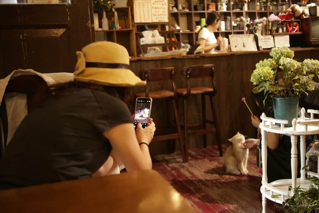 Créateur de contenu qui filme une boutique pour Instagram